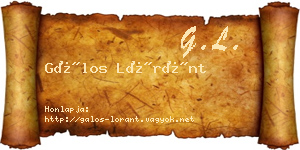 Gálos Lóránt névjegykártya